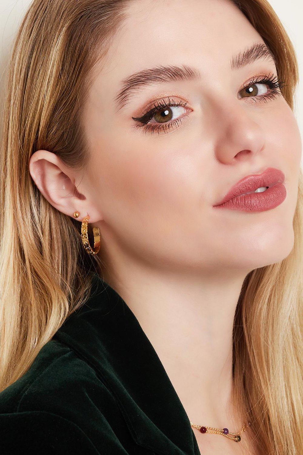 Halbrunde Ohrringe Universum Goldfarbe Edelstahl h5Bild3